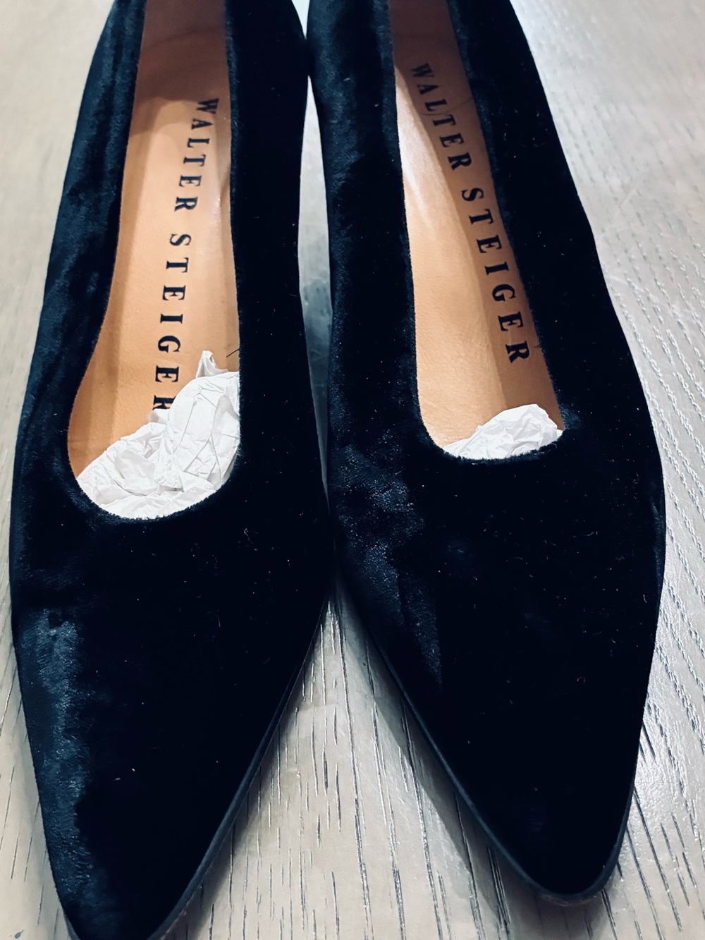 Walter Steiger Black Velvet Pointed Ballet Flats